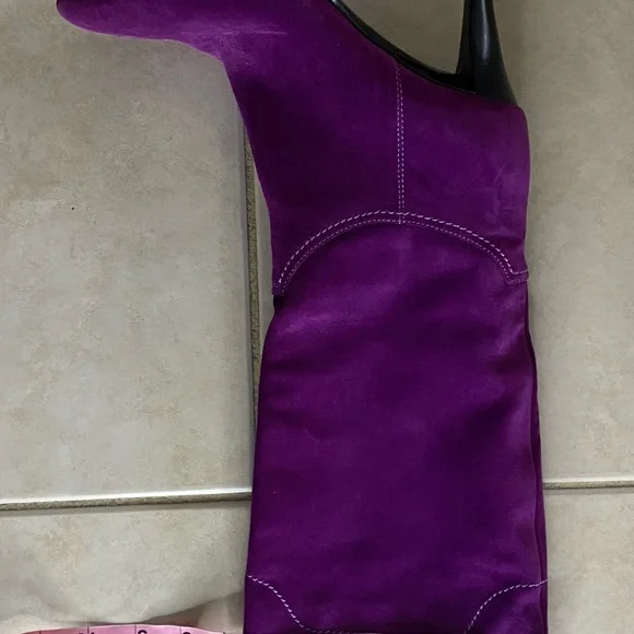 Sergio Rossi Purple Suede Leather Boots Size 37 - Picture 9 of 13